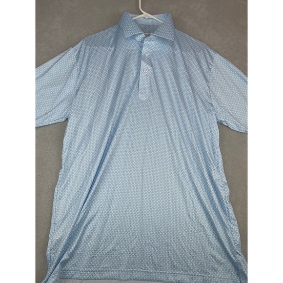 Collars & Co Men's Large Featherweight Short Sleeve Button Up Shirt Blue Print - Picture 2 of 4